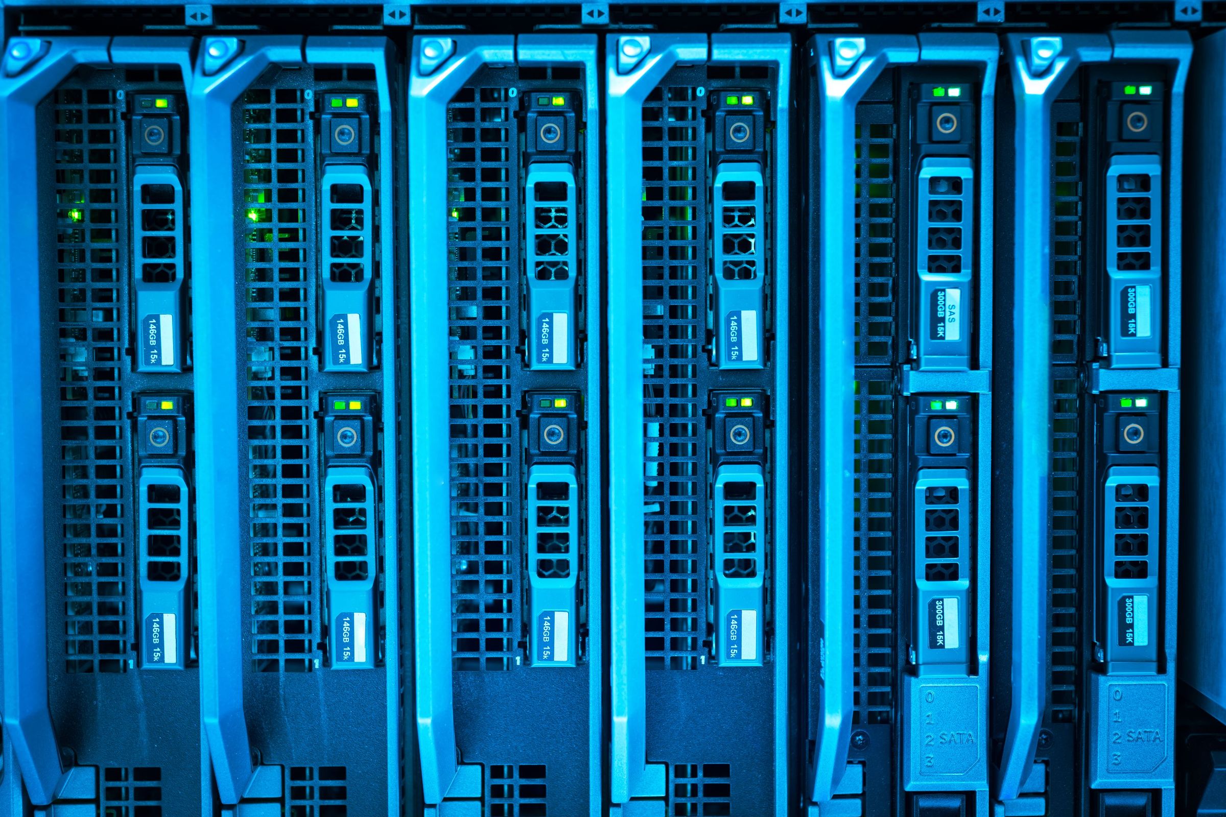 Server blades in a data centre rack